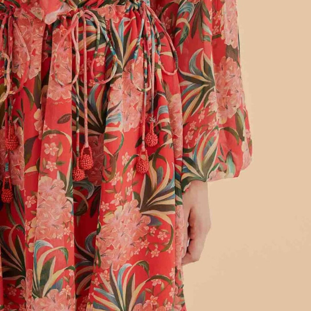 FARM RIO Red pineapple bloom v neck mini dress *flawed* - Picture 2 of 12